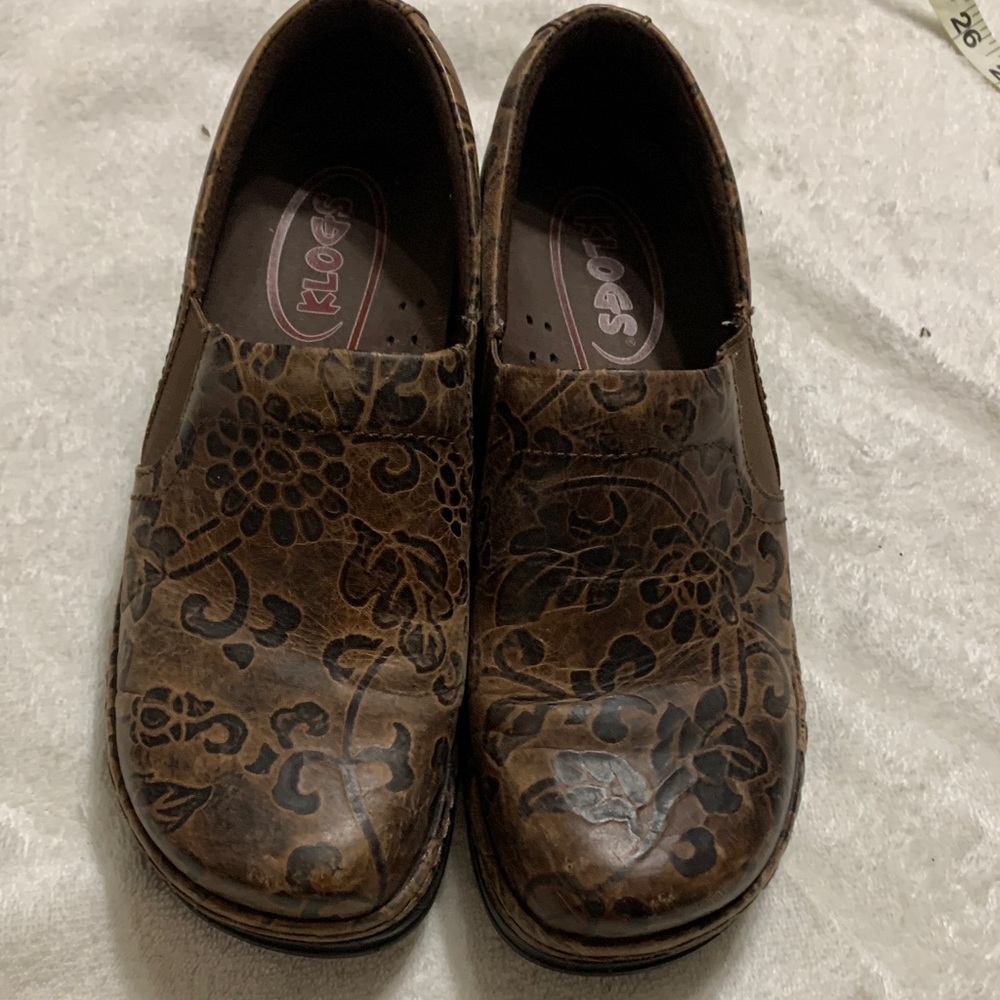 Klogs Dark Brown Floral Clogs